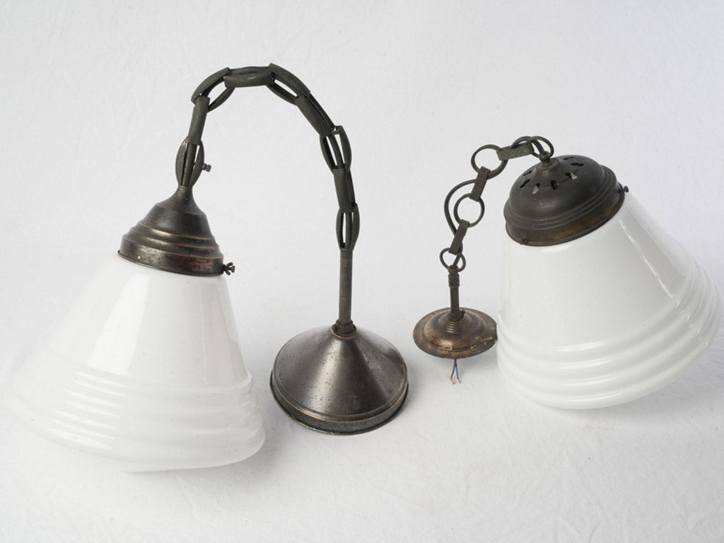 Antique patinated metal chandeliers  