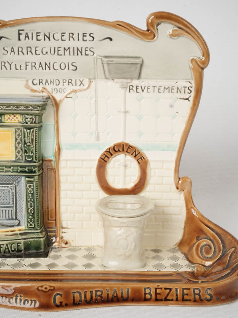 Historical Art Nouveau Sarreguemines promotional sign