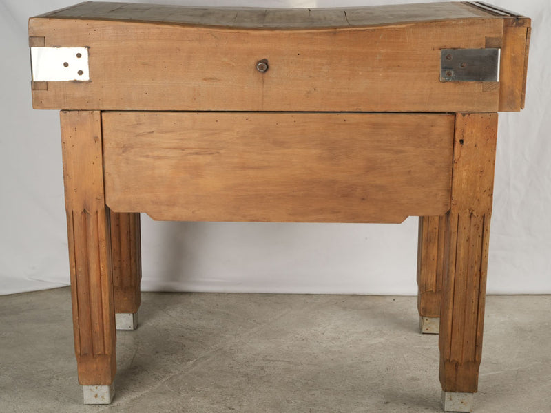 Aged mid-century French kitchen butcher's table