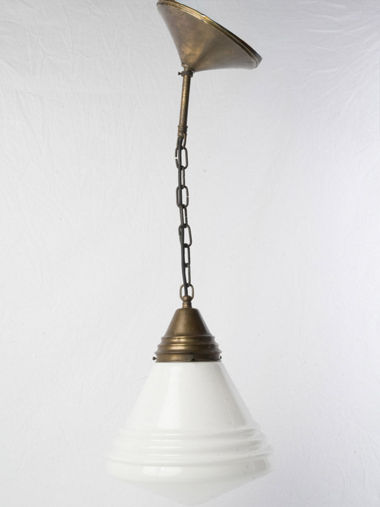 Large Philips Phililite 1930s Opaline Glass Pendant Light - 34¾"