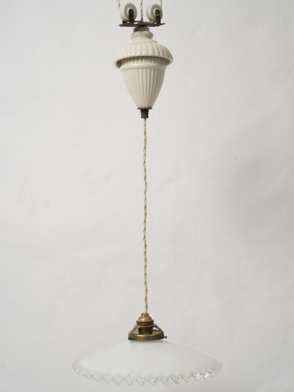 Adjustable pulley pendant light - early-20th century
