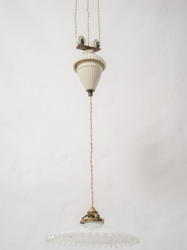 Adjustable pulley pendant light - early-20th century