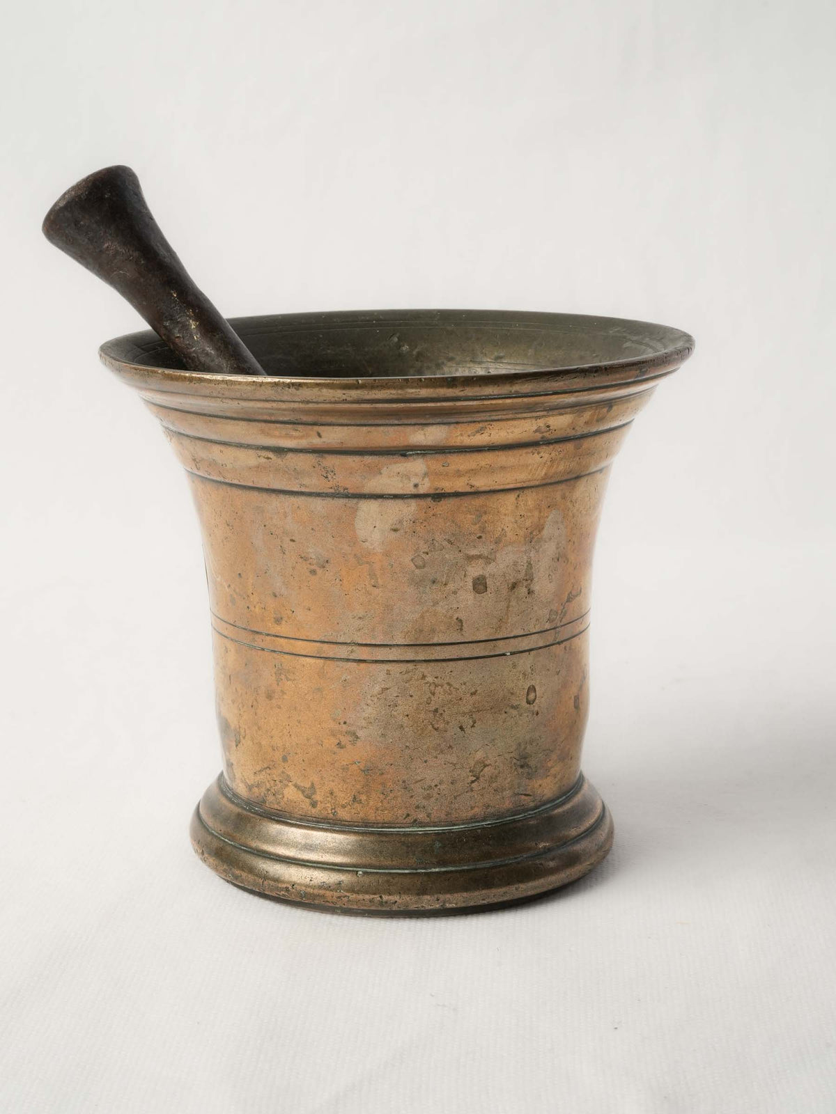 18th-Century Bronze Apothecary Mortar w/ Iron Pestle - 5"