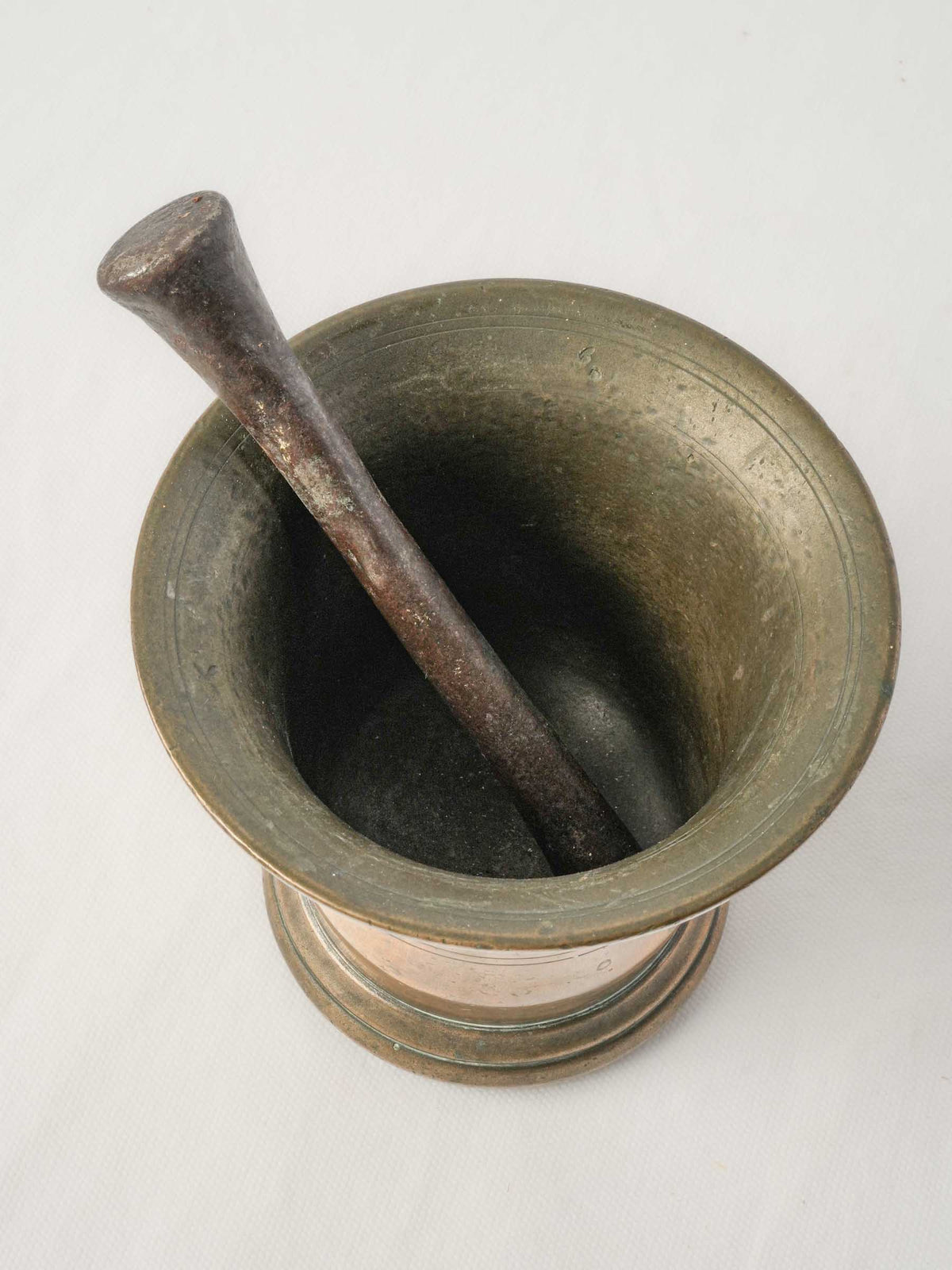 18th-Century Bronze Apothecary Mortar w/ Iron Pestle - 5"