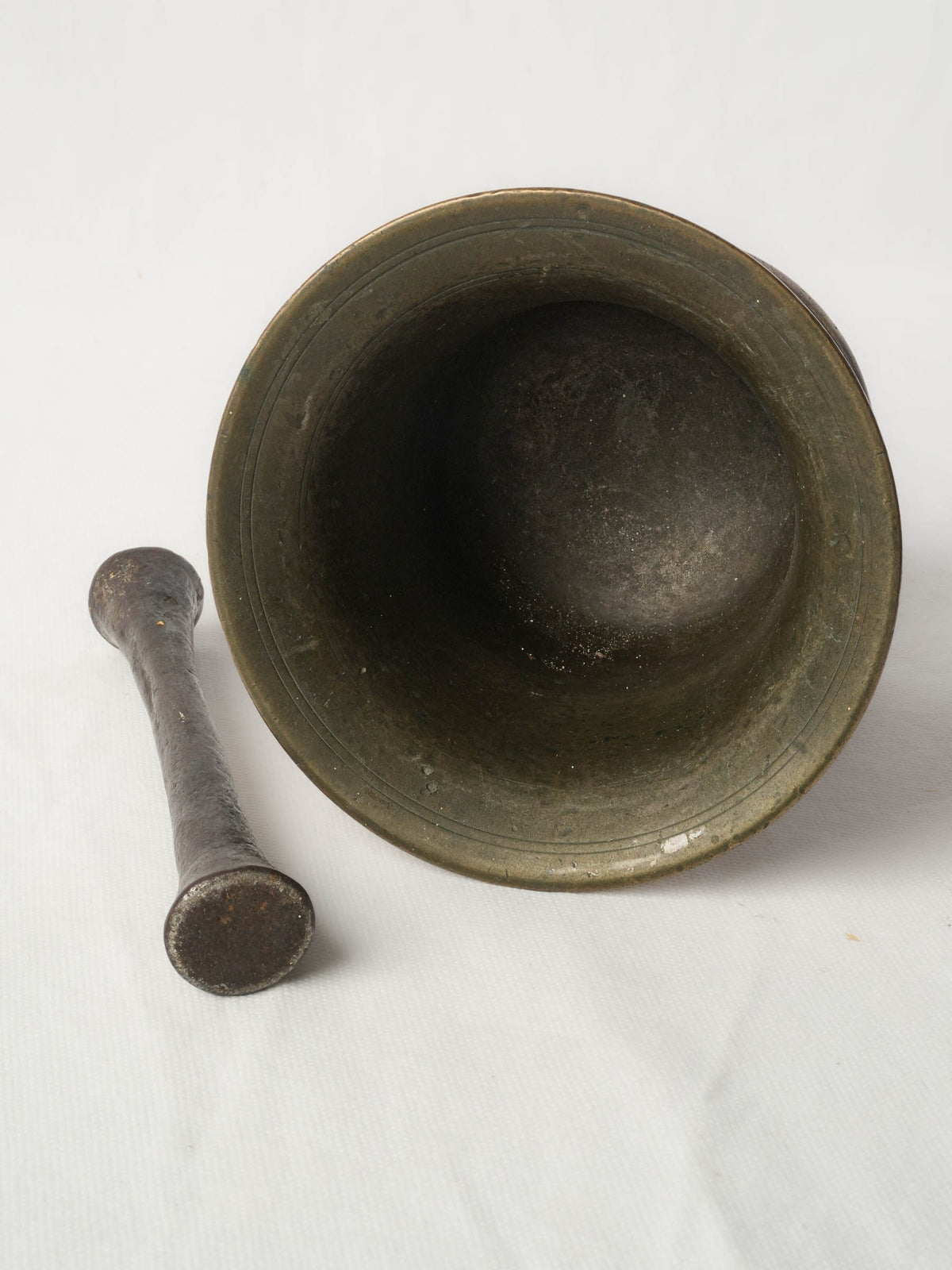 18th-Century Bronze Apothecary Mortar w/ Iron Pestle - 5"