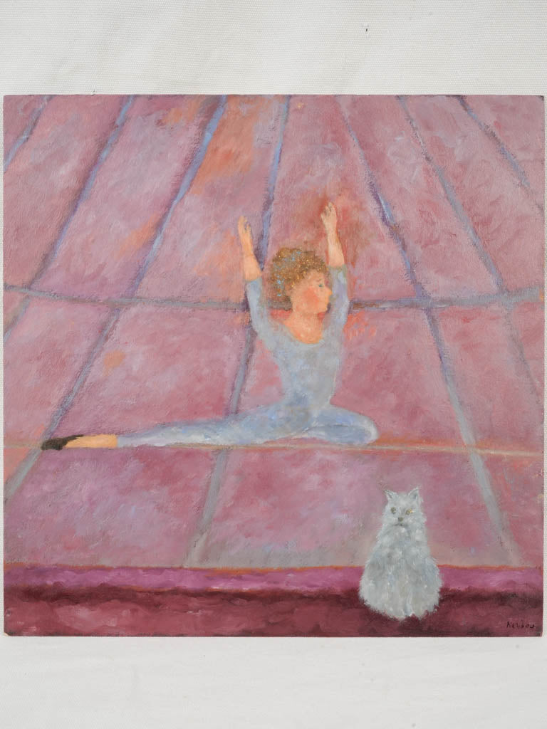 Contemporary oil painting with purple hues.