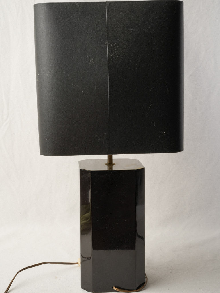 1970s French Modernist Table Lamp in Black Lacquer and Gilded Bronze - 24¾"