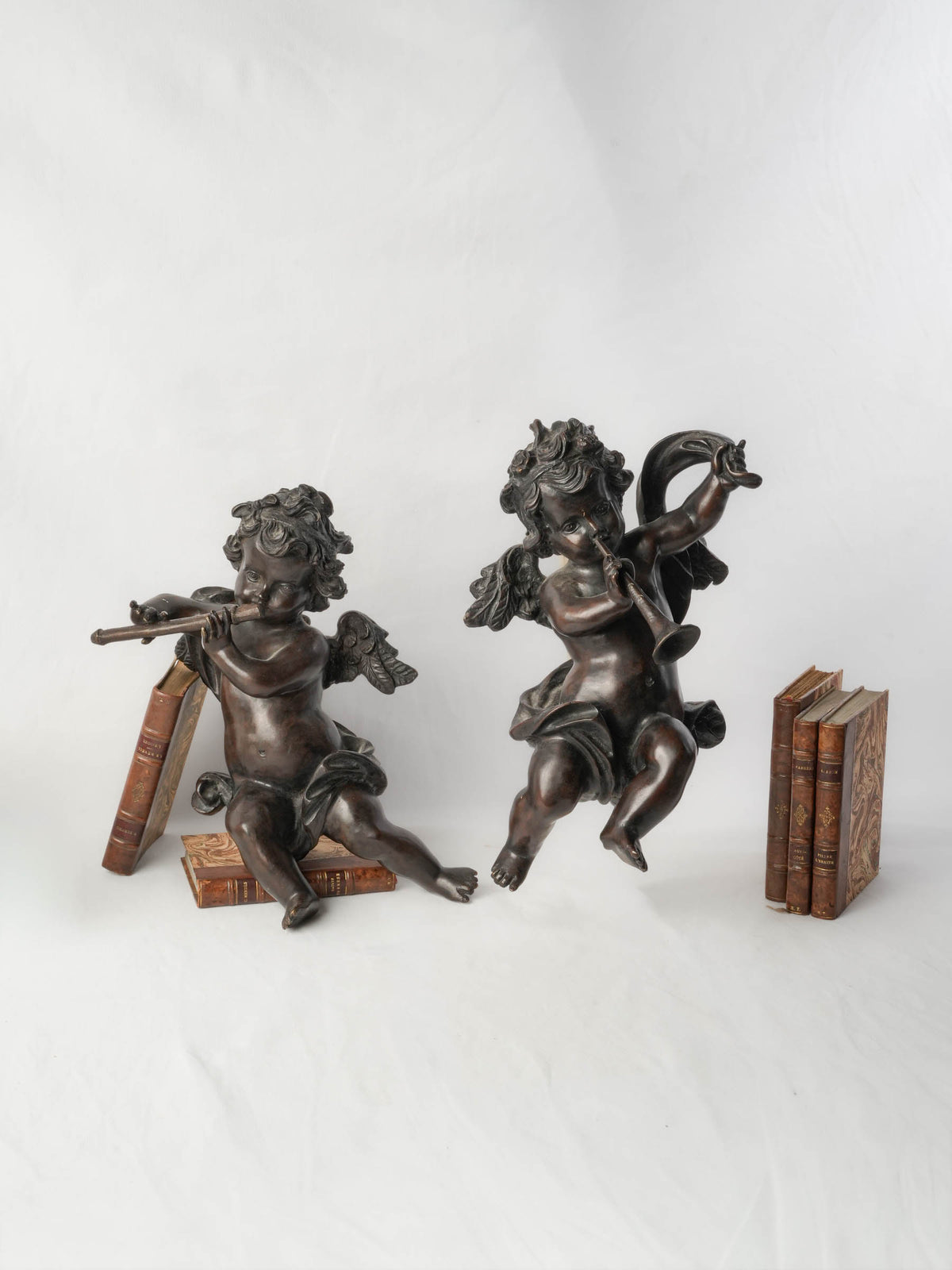 Pair of 19th-Century Bronze Cherubs, After Carpeaux, w/ Generous Bronze Casting - 16¼"