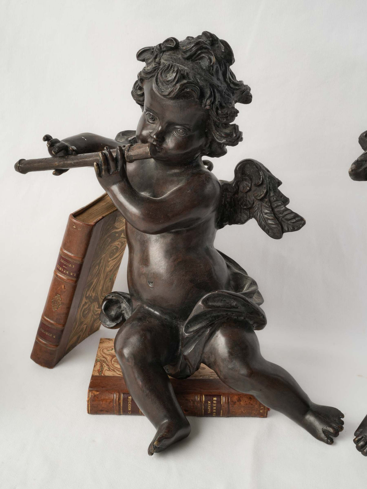 Pair of 19th-Century Bronze Cherubs, After Carpeaux, w/ Generous Bronze Casting - 16¼"