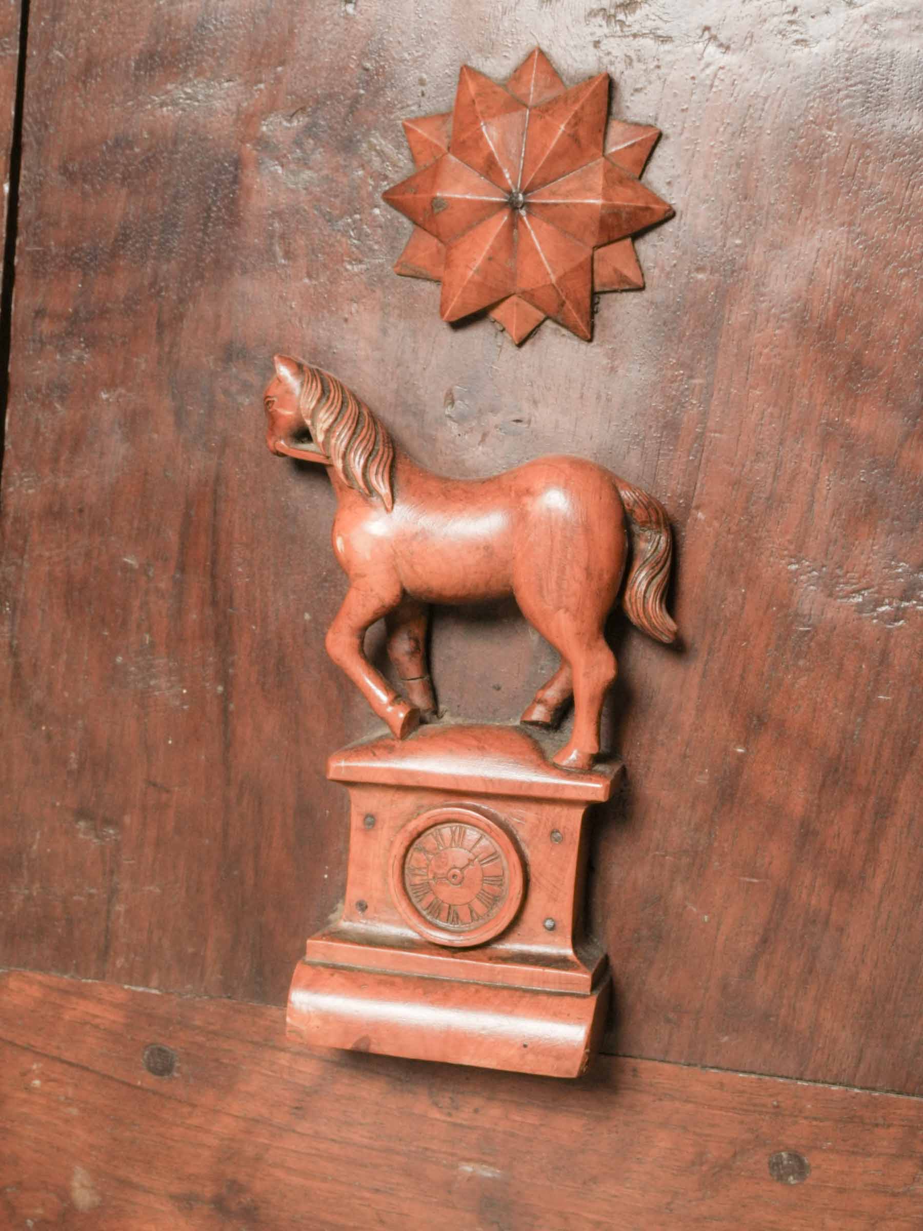 Exceptional French Folk-Art Walnut Armoire w/ Religious Iconography, Dated 1875 - 87" x 77¼"