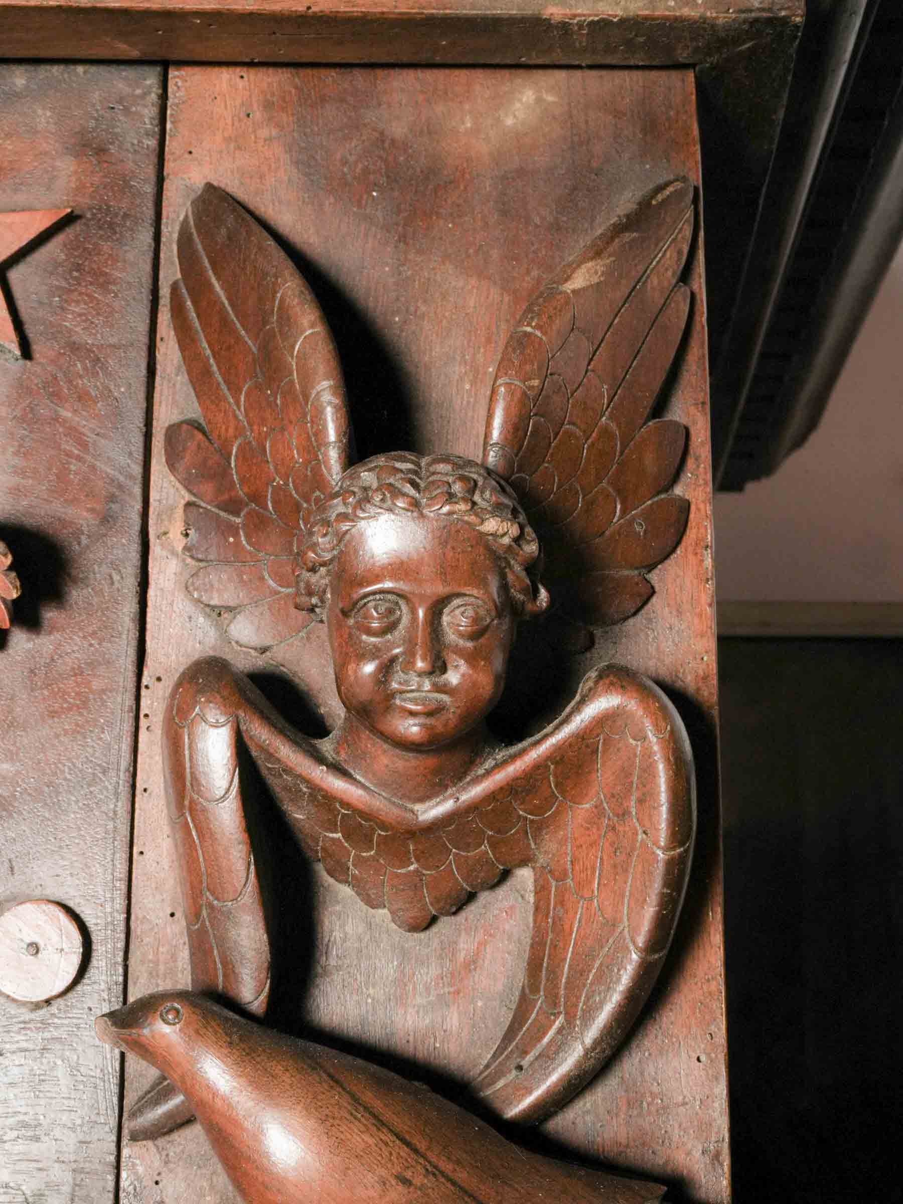 Exceptional French Folk-Art Walnut Armoire w/ Religious Iconography, Dated 1875 - 87" x 77¼"