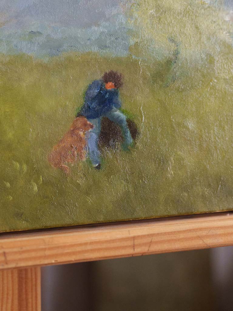 Slate blue and moss green painting