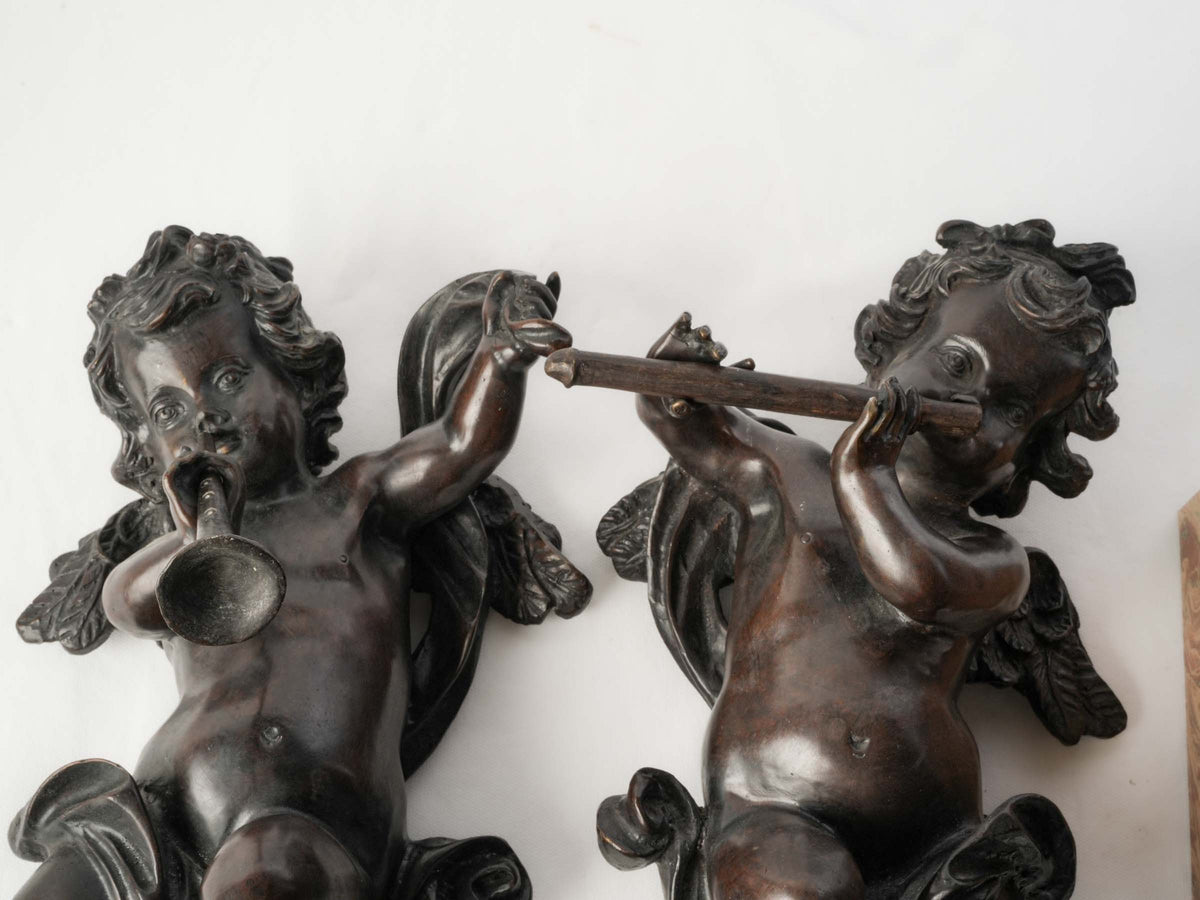 Pair of 19th-Century Bronze Cherubs, After Carpeaux, w/ Generous Bronze Casting - 16¼"