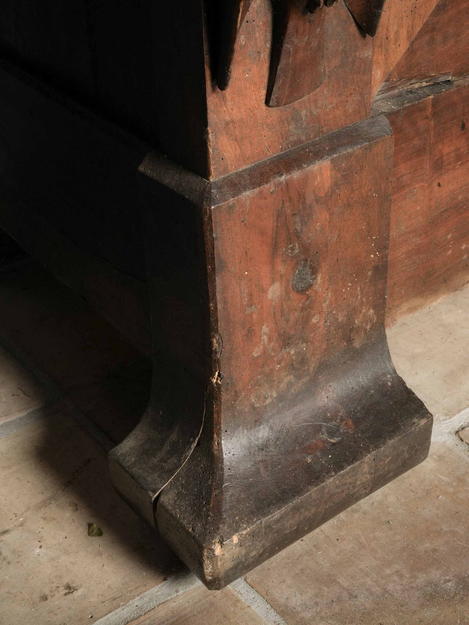 Exceptional French Folk-Art Walnut Armoire w/ Religious Iconography, Dated 1875 - 87" x 77¼"