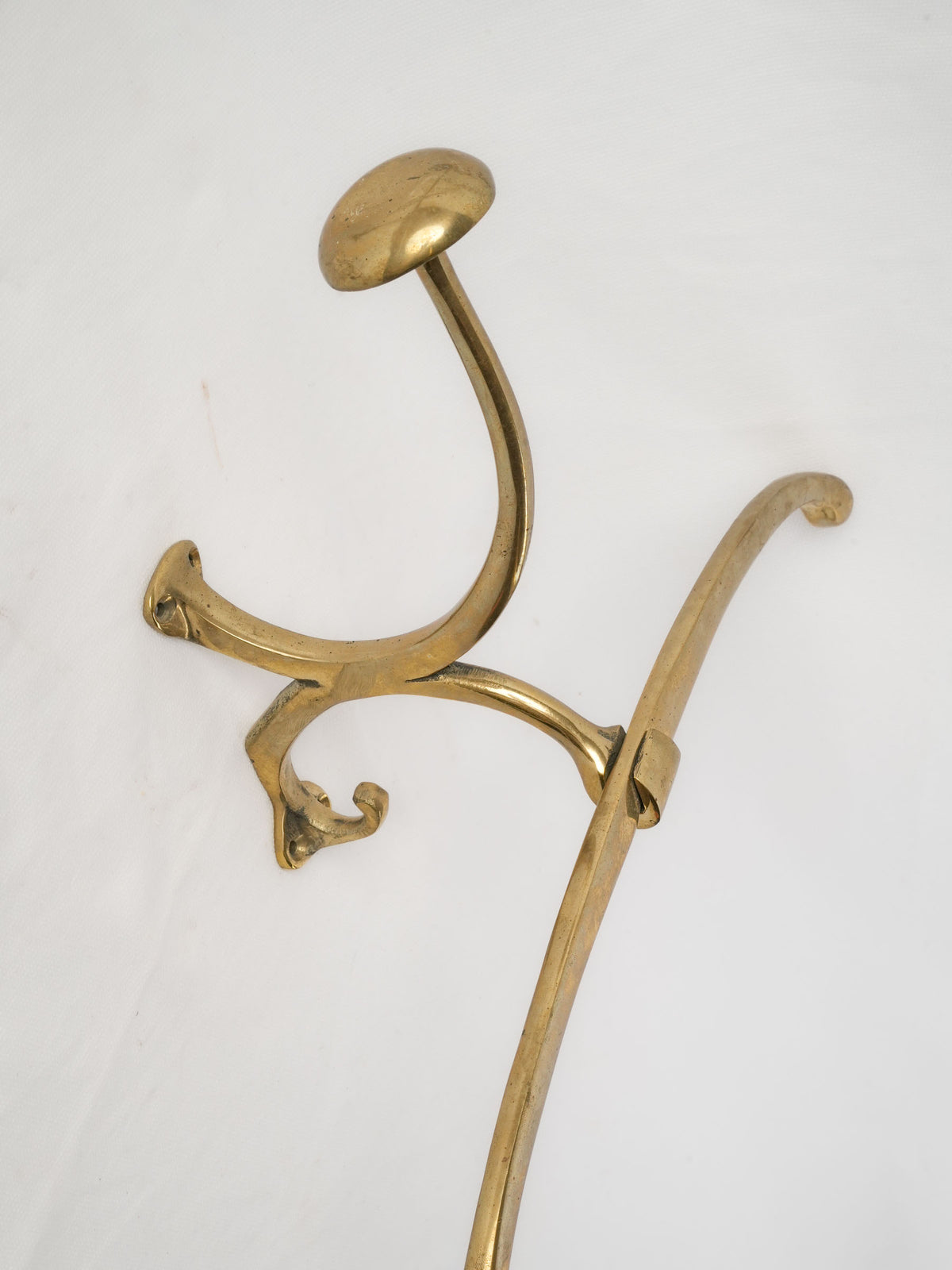 Pair of Wall-Mounted Brass Valet Hooks - 15¾" wide
