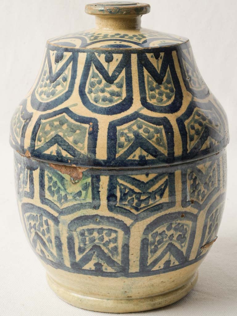 Antique cobalt faience butter pot