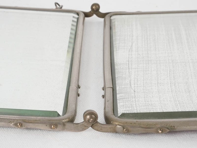 Antique French shaving mirror - triptych 9½"