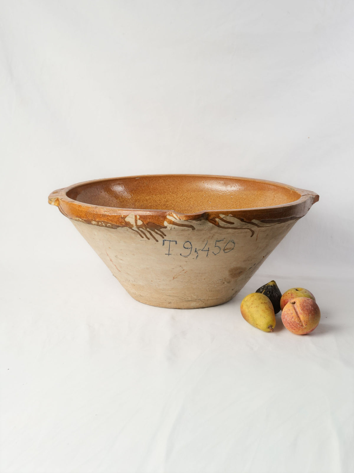 Very Large Artisanal Tian Bowl with Honey-Ochre Glaze - 24½"