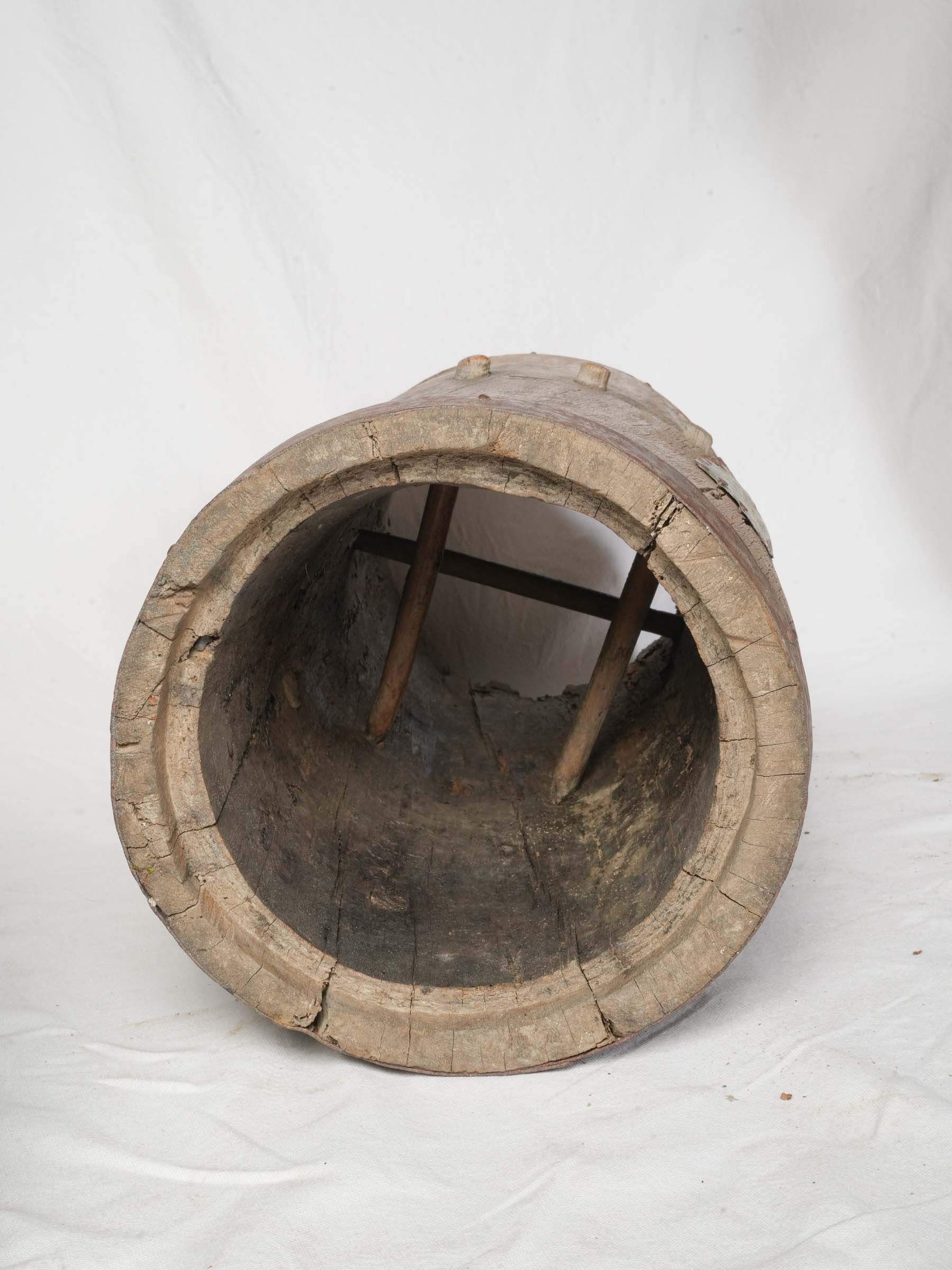 Pair of Repurposed Cévennes Trunk Beehives with Stone Roofs - 31"