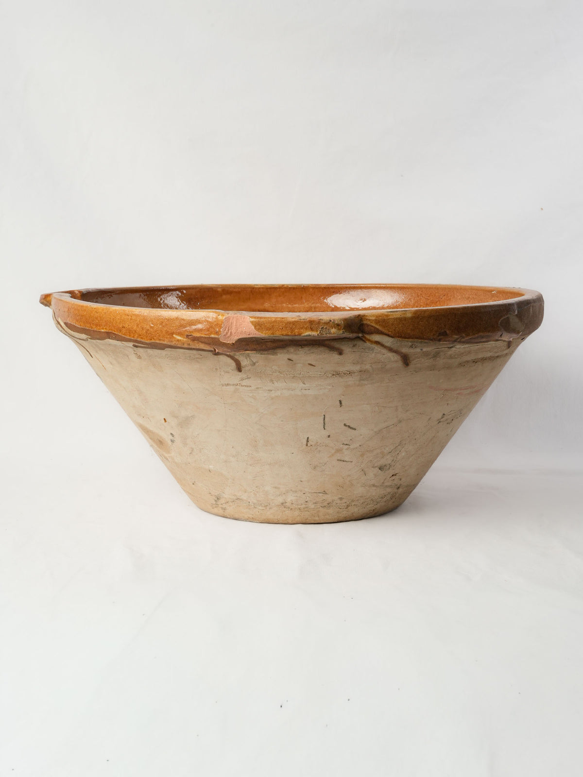 Very Large Artisanal Tian Bowl with Honey-Ochre Glaze - 24½"