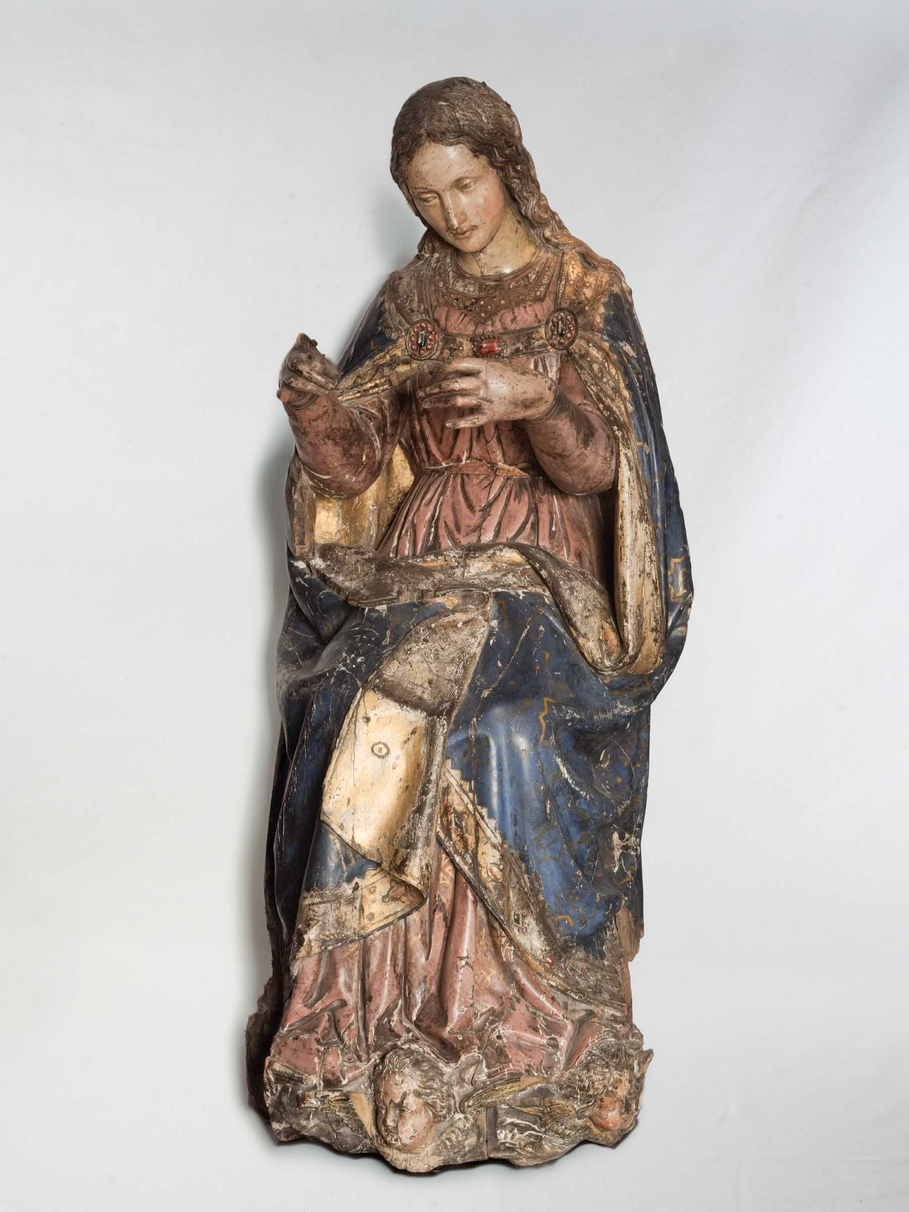 Monumental Carved and Polychromed Figure of Saint Veronica, Circa 1600 - 59"