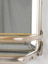 Antique French shaving mirror w/ folding shelf 20"