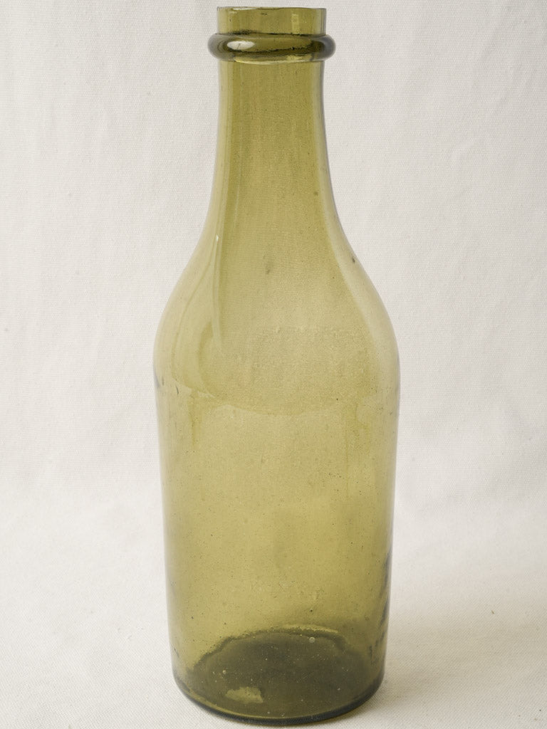 Early 20th-Century French Blown-Glass Bottle in Olive Hue - 14½"