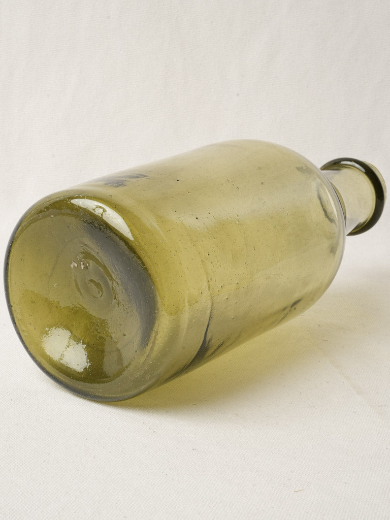 Early 20th-Century French Blown-Glass Bottle in Olive Hue - 14½"