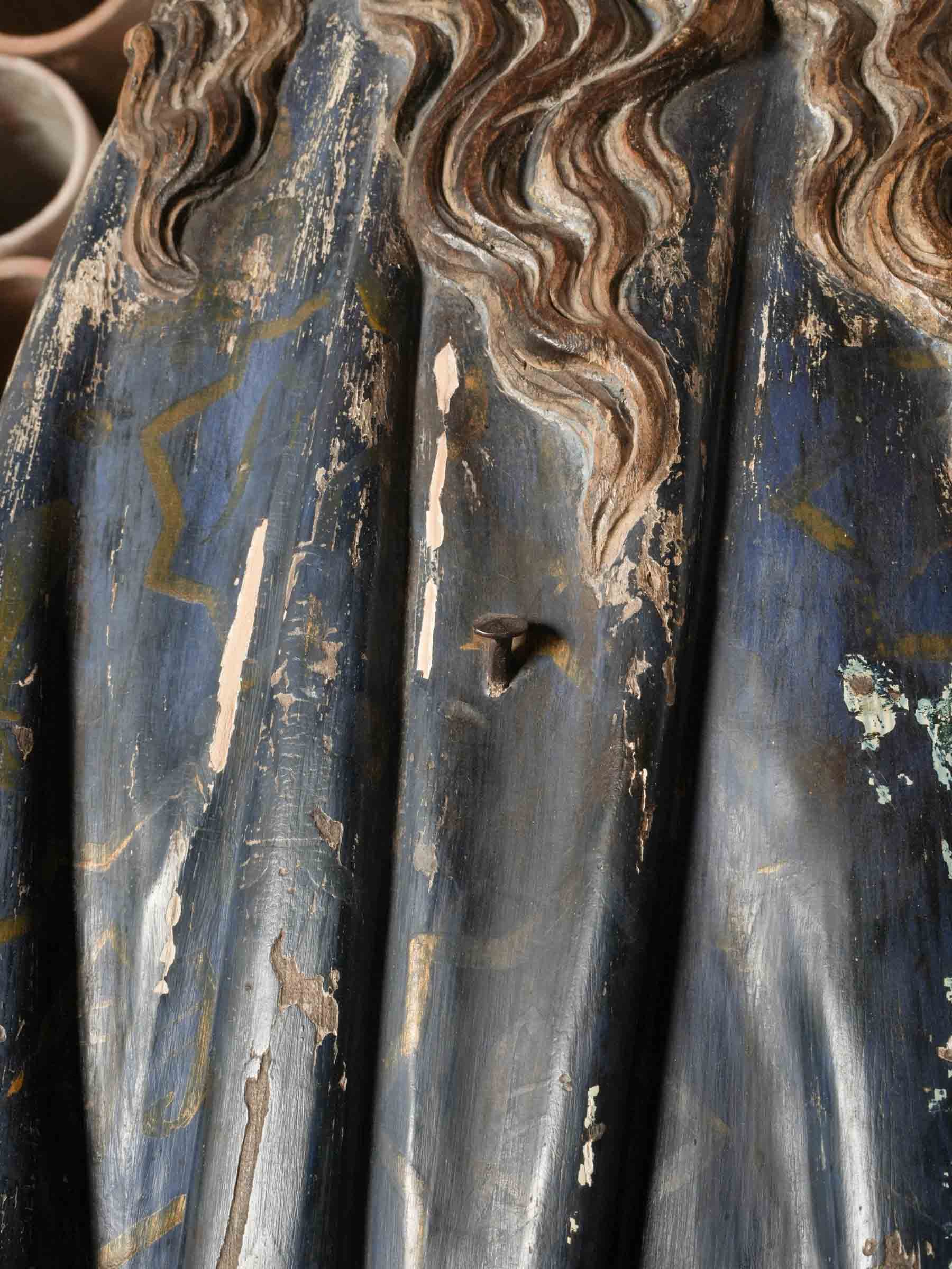 Monumental Carved and Polychromed Figure of Saint Veronica, Circa 1600 - 59"
