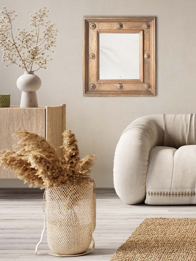 Vintage French Oak Mirror  