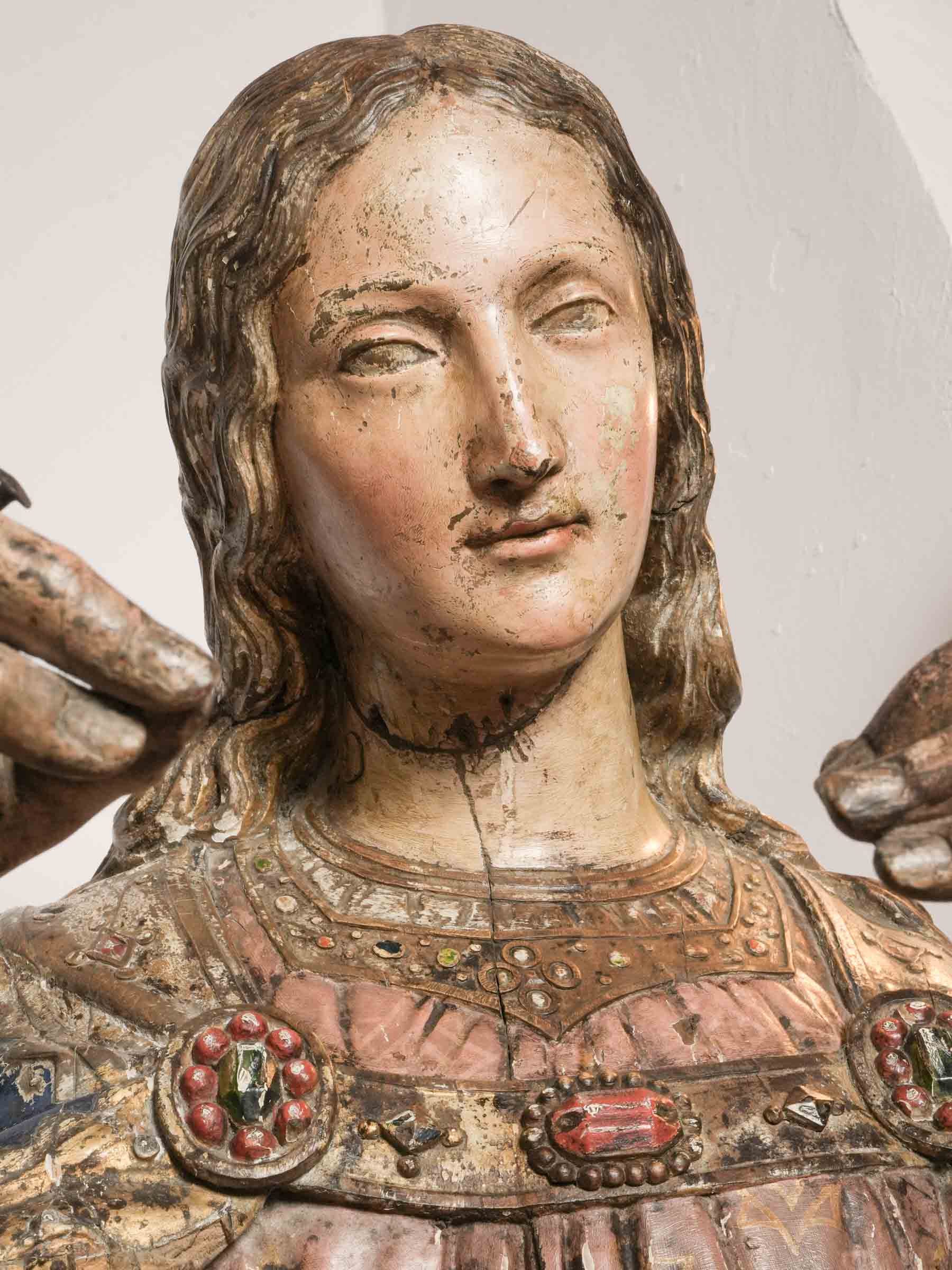 Monumental Carved and Polychromed Figure of Saint Veronica, Circa 1600 - 59"
