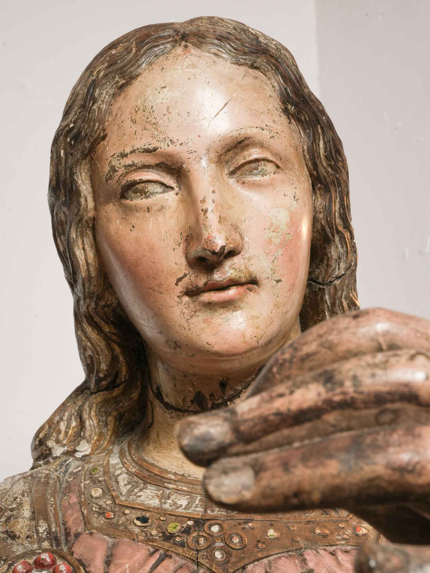 Monumental Carved and Polychromed Figure of Saint Veronica, Circa 1600 - 59"