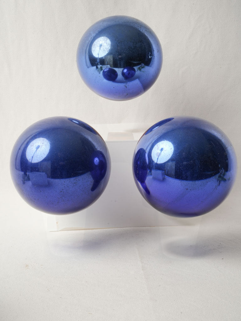 Antique cobalt-blue glass ornament set