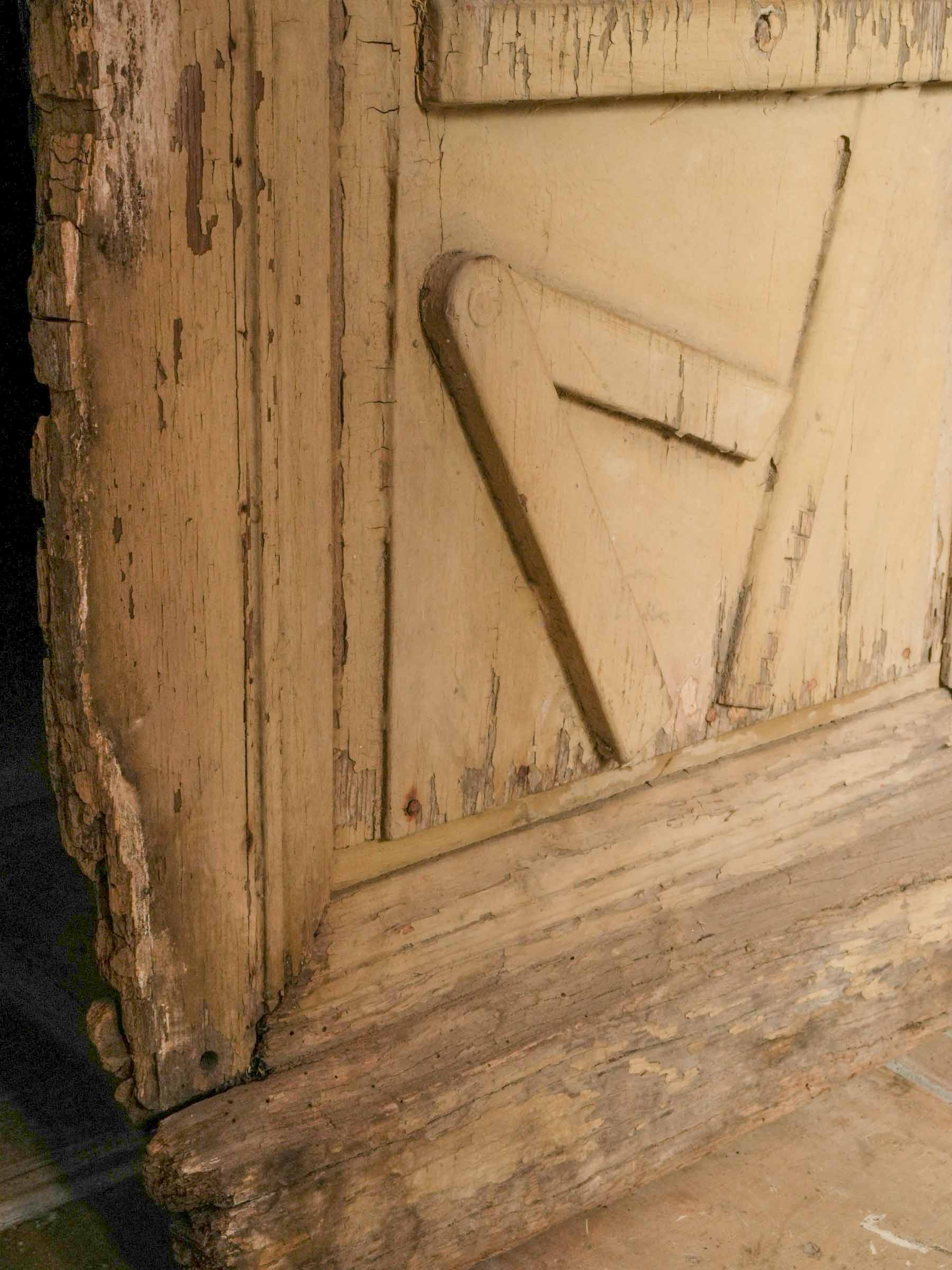 Rare French Compagnonnage Temple Door w/ Carpenter and Joiner Emblems, 19th Century - 80¾" x 40¼"