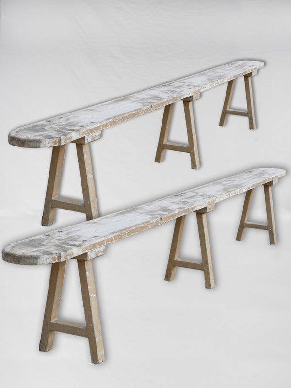 Rustic, Long French Wooden Bench