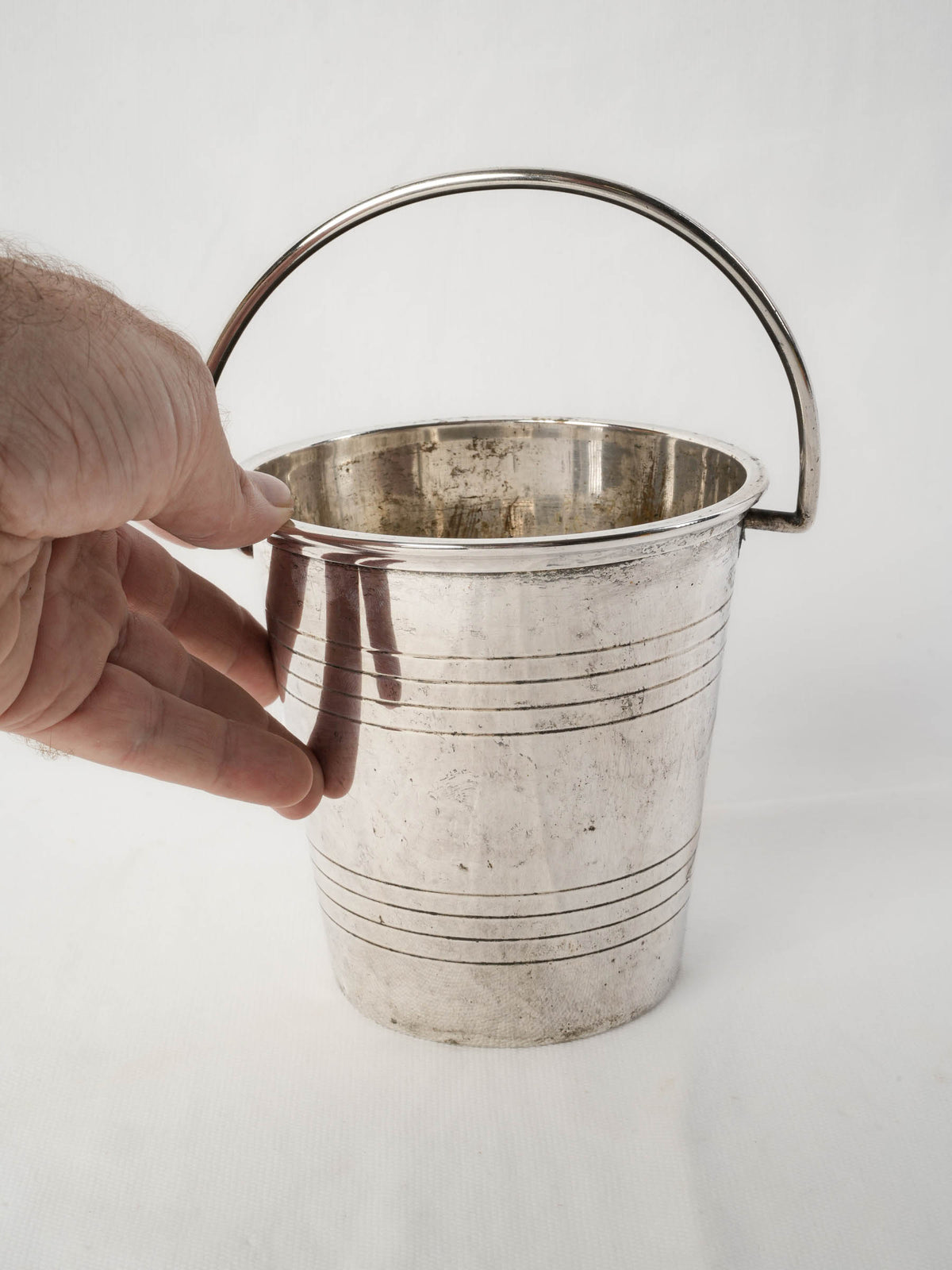 French Mid-20th-Century Silvered-Metal Ice Bucket - 5"