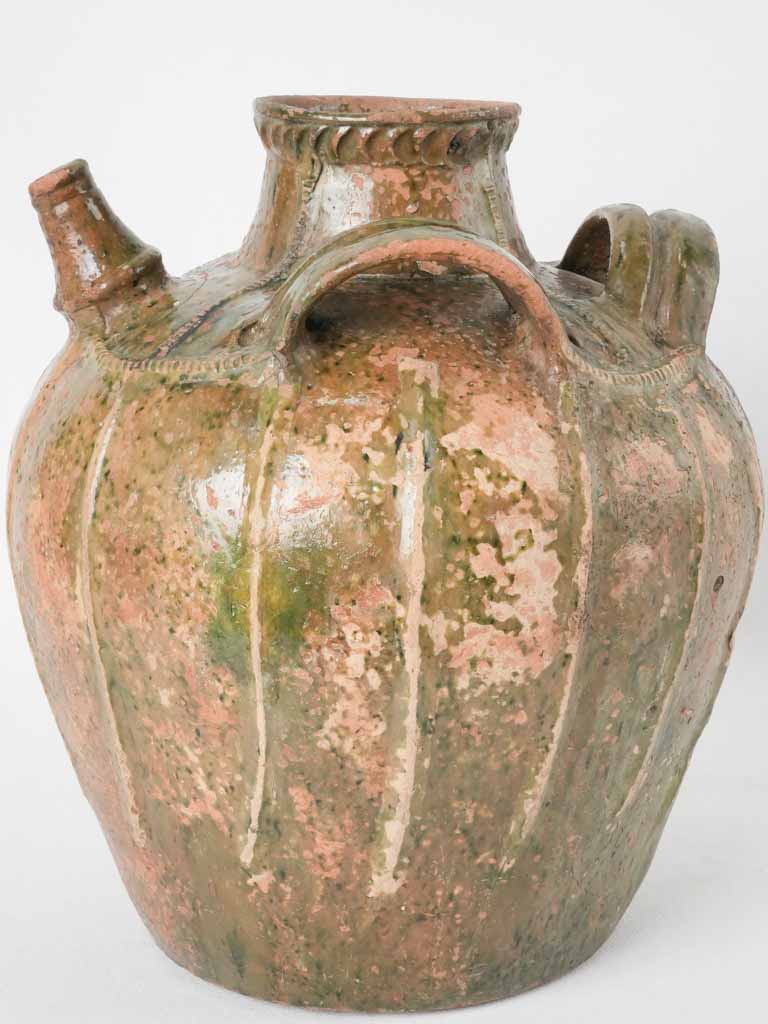 Large ornate pottery oil container