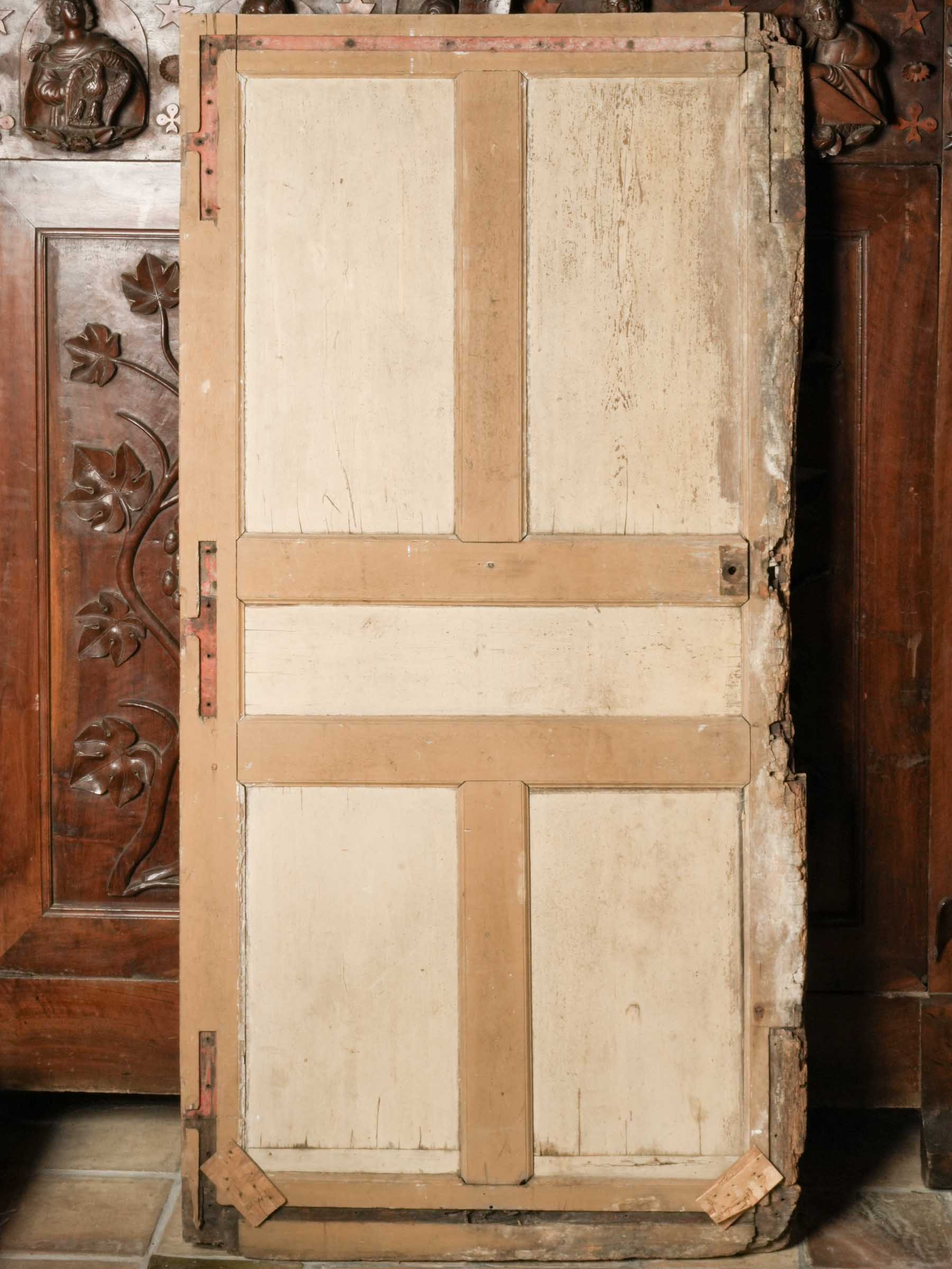 Rare French Compagnonnage Temple Door w/ Carpenter and Joiner Emblems, 19th Century - 80¾" x 40¼"