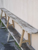 Weathered, traditional guinguette wooden seating