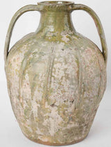 Large 19th century French walnut oil jar from the Ardeche - pale green 15¼"