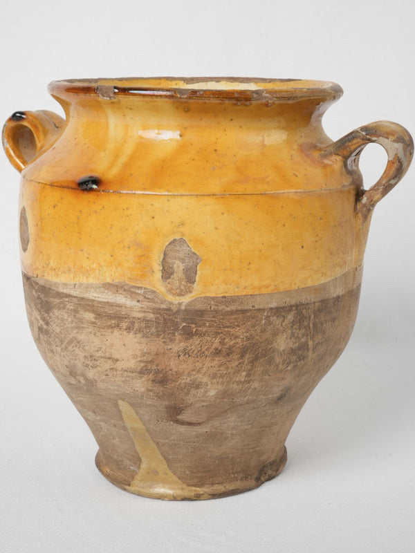 Antique French yellow-glazed confit pot