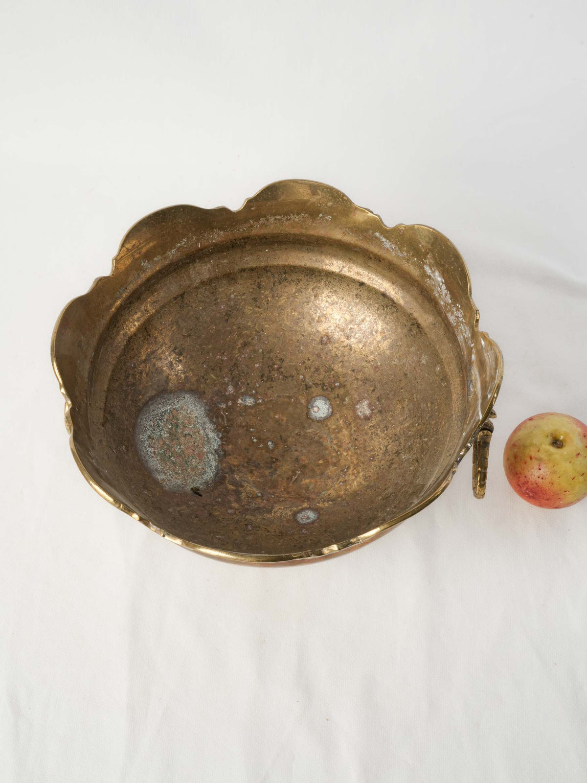 Mid-20th-Century Brass Wine Cooler w/ Scalloped Rim - 6¾" x 12½"