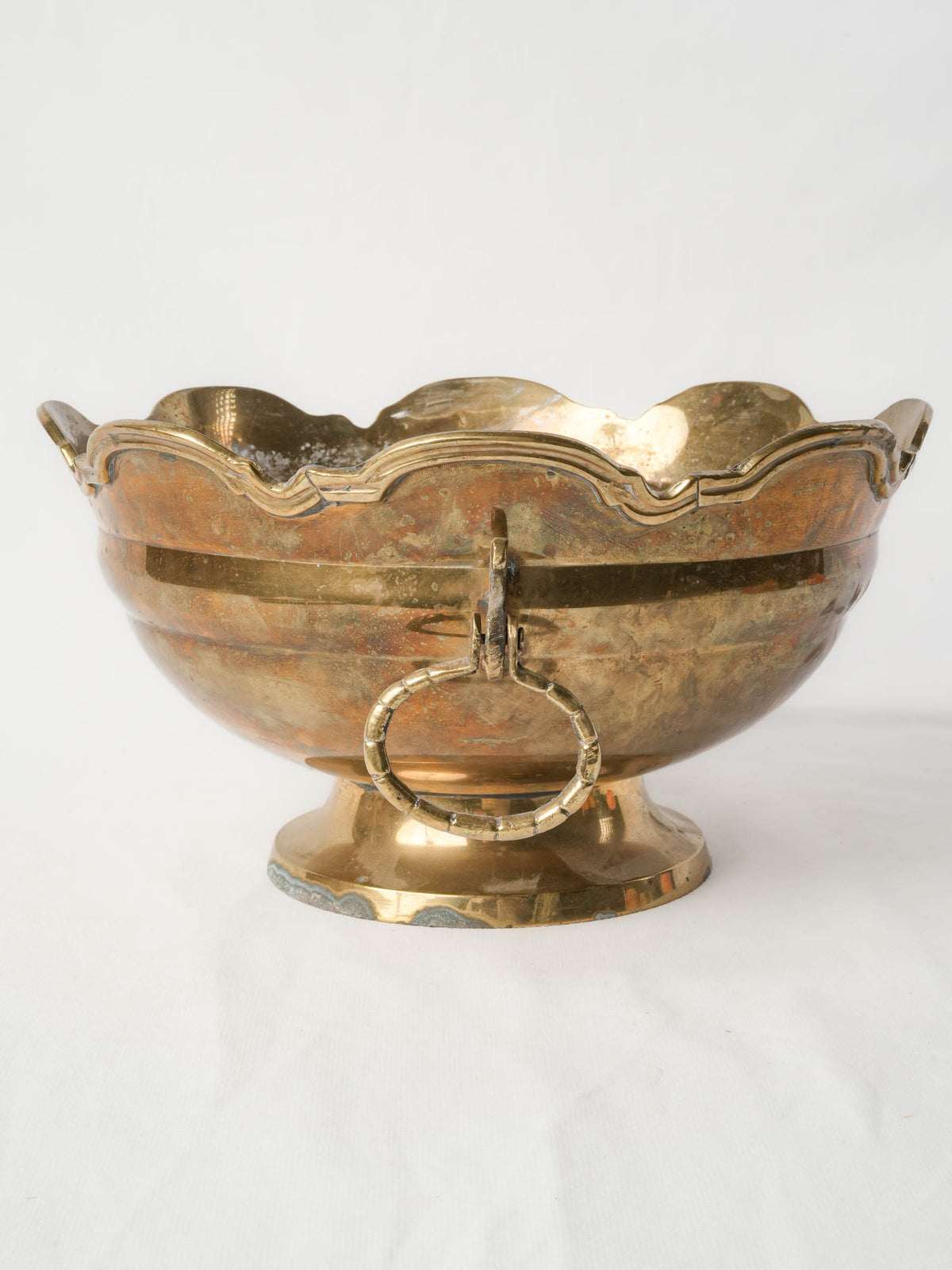 Mid-20th-Century Brass Wine Cooler w/ Scalloped Rim - 6¾" x 12½"