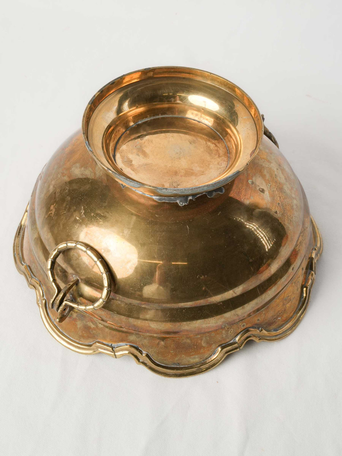Mid-20th-Century Brass Wine Cooler w/ Scalloped Rim - 6¾" x 12½"
