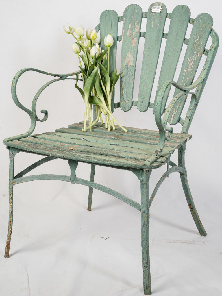 1920s Art Deco Slated Wood Garden Chair  - 34¾"