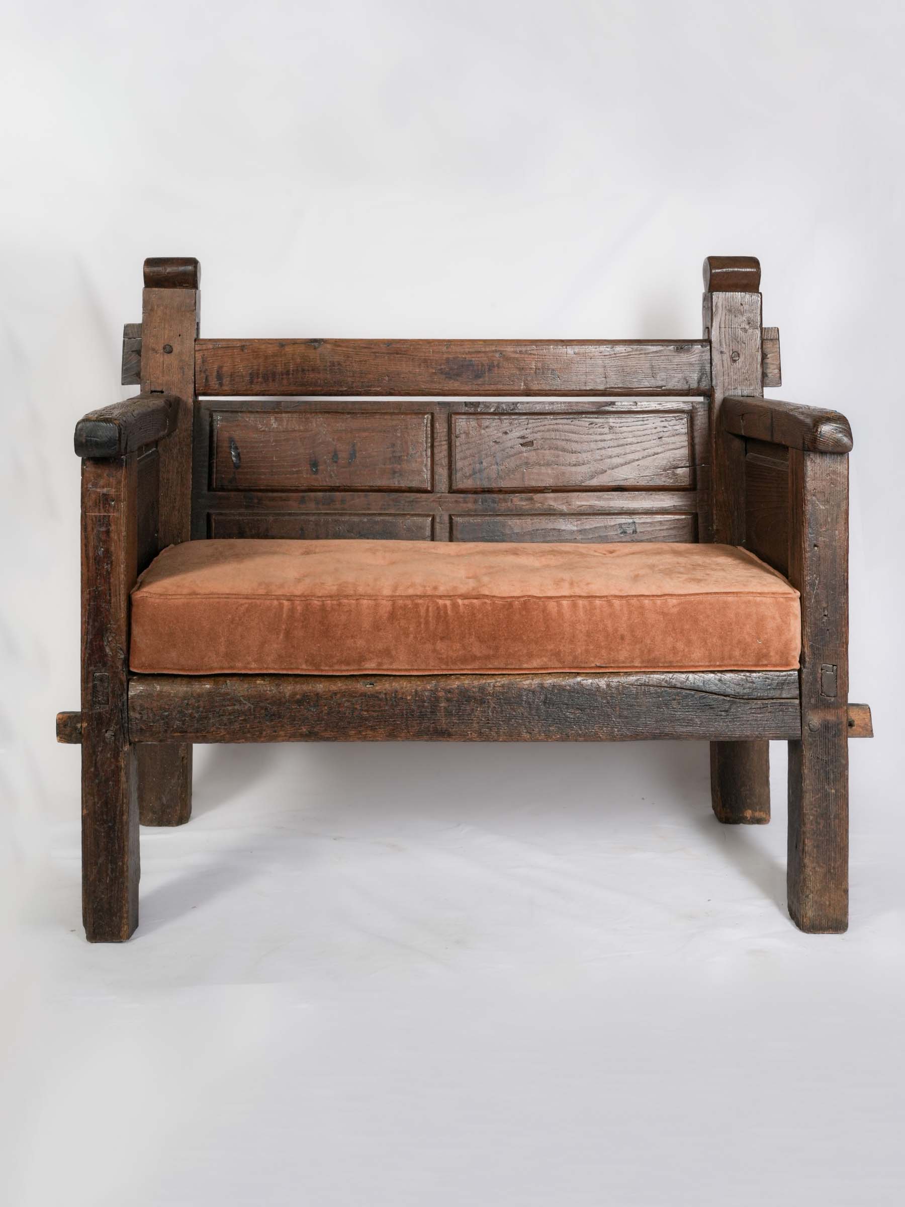 Rustic Oak Banquette from Northern France, 17th Century - 46½"