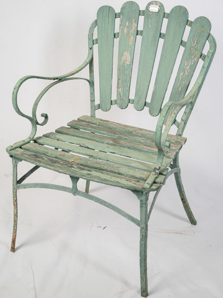 1920s Art Deco Slated Wood Garden Chair  - 34¾"
