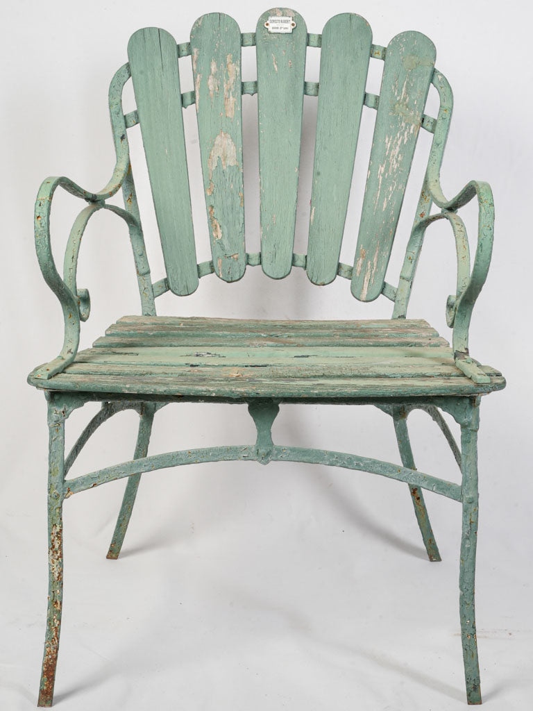 1920s Art Deco Slated Wood Garden Chair  - 34¾"