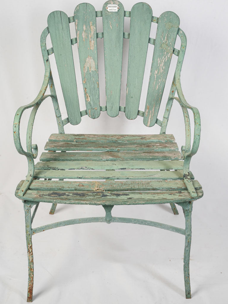 1920s Art Deco Slated Wood Garden Chair  - 34¾"