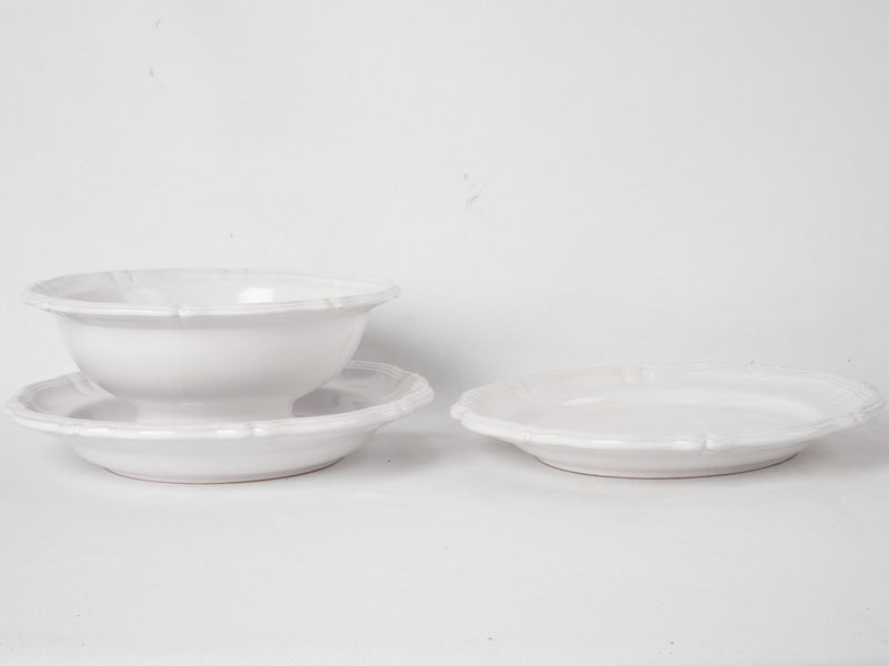 Rare vintage Moustier dinner service - white 44 pieces
